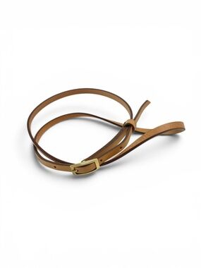 M.M. LAFLEUR Italian Leather Belt Super Thin Dress Accessory in Tan Beige Size L